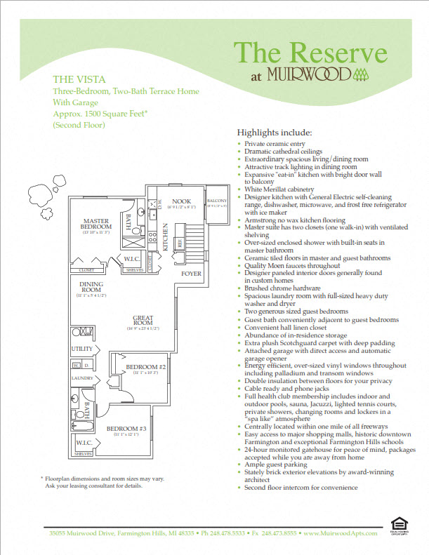 Floor plan for 3 beds, 2 baths, 1455 sqft